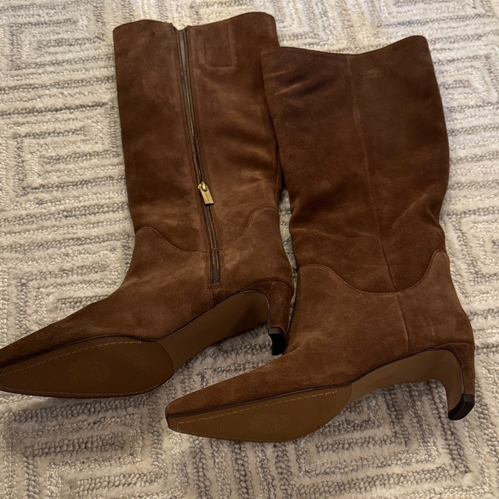 Vince Camuto chocolate Brown Suede Women's Tall dress Boots with kitten heel